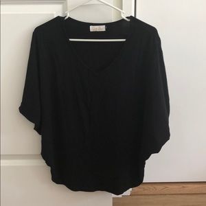Ava Sky Black Dolman Short sleeve V neck top
